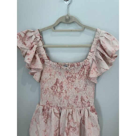 Brand new Women's Express Watercolor Print Smocked Tiered Ruffle Dress, size sma - Picture 9 of 13